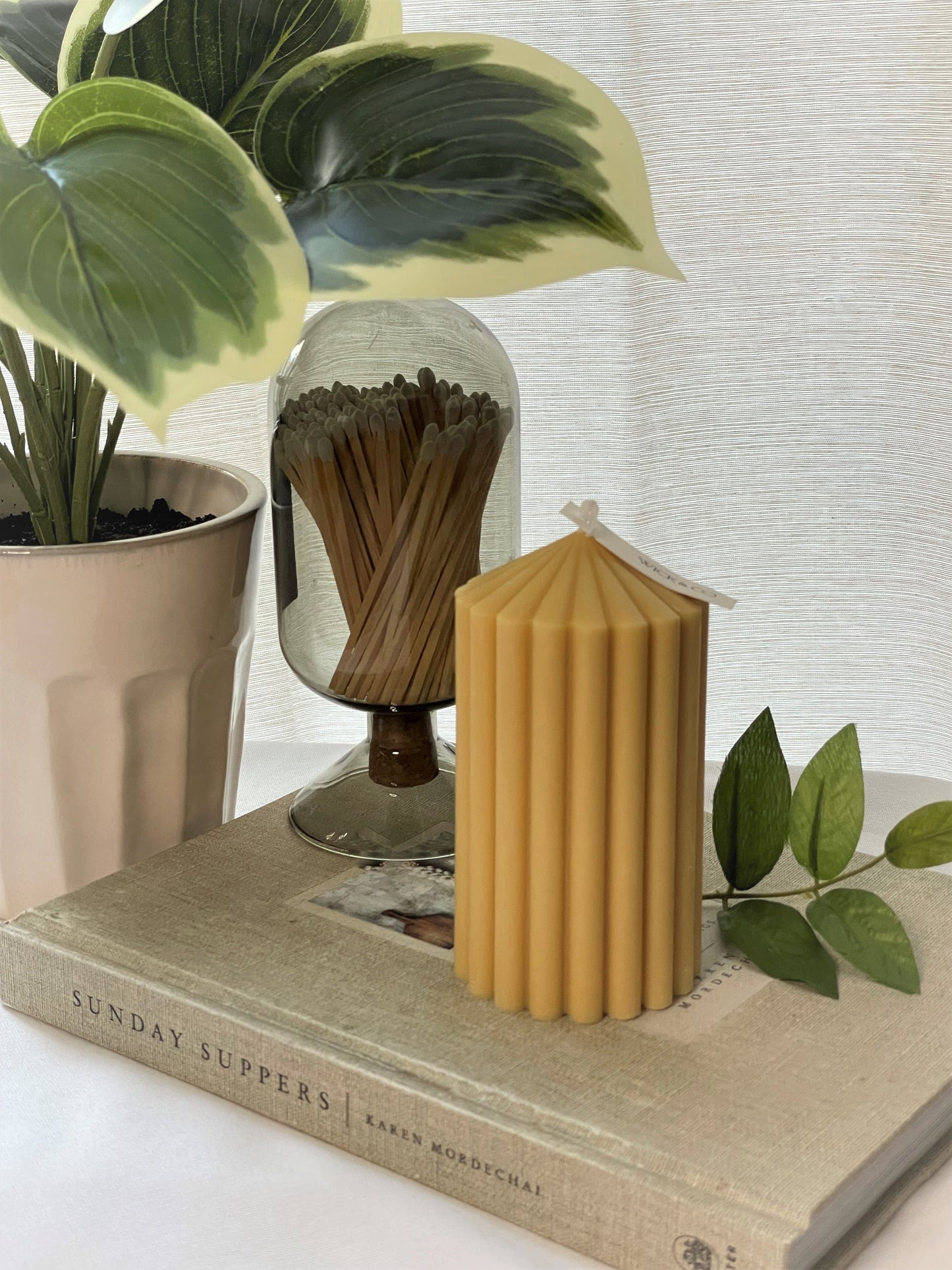 Small Ribbed Pillar Candle